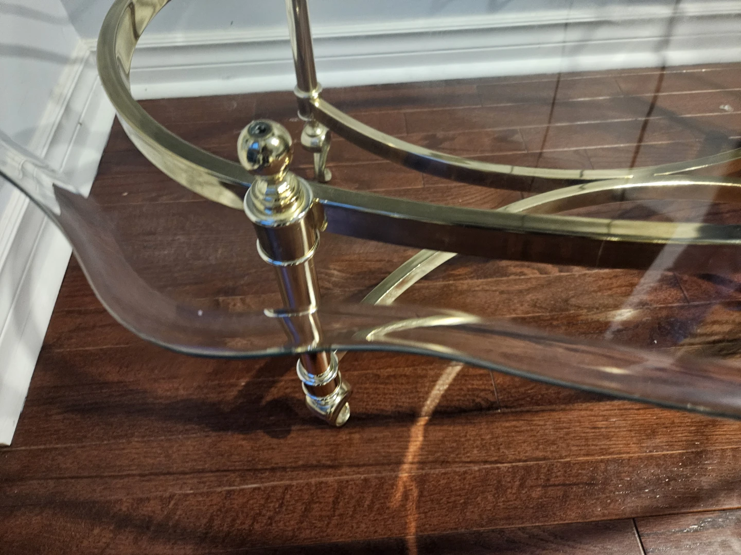 Glass and Brass Oval Coffee Table - photo 3