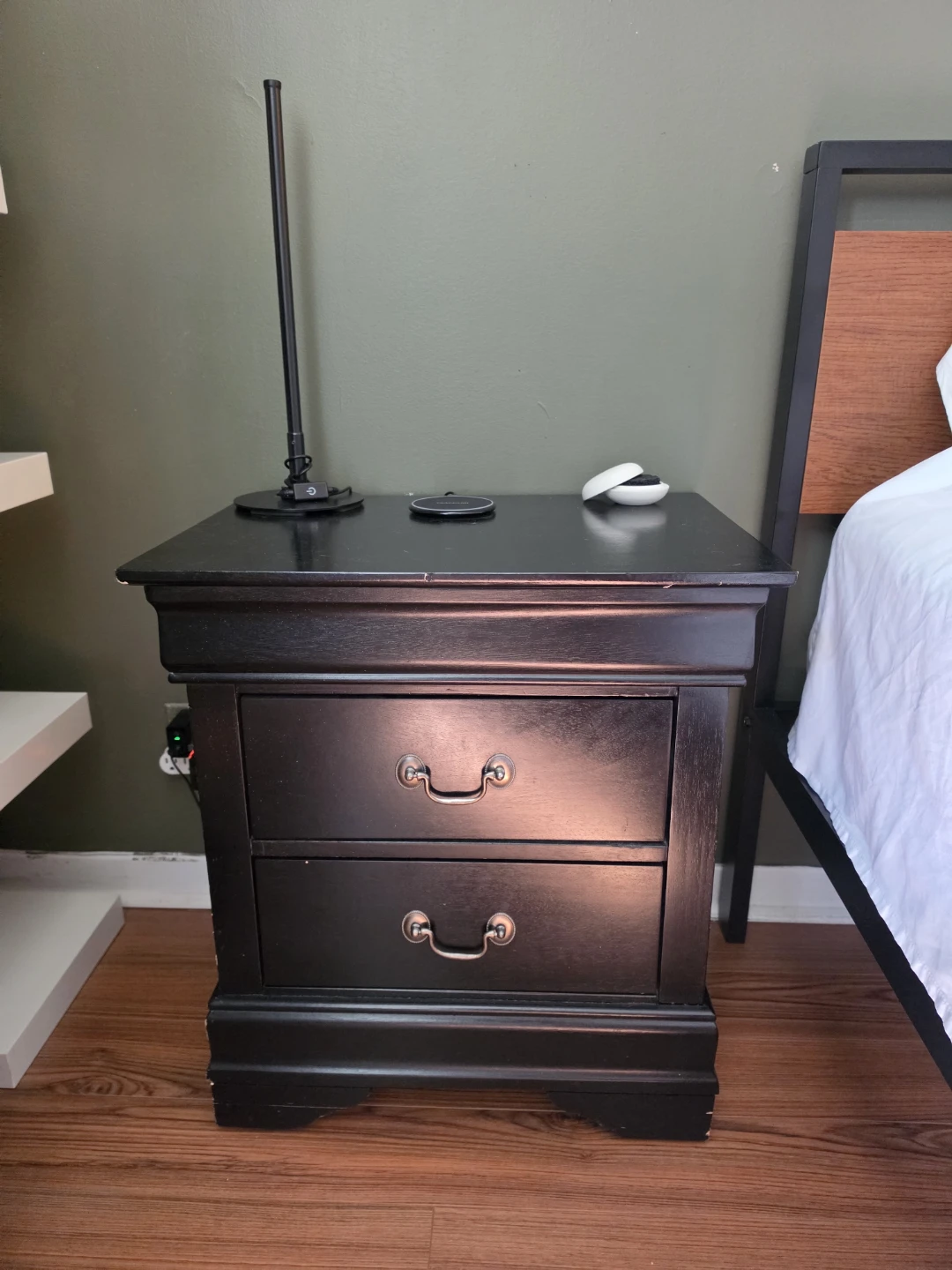 Black Two-Drawer Nightstand
