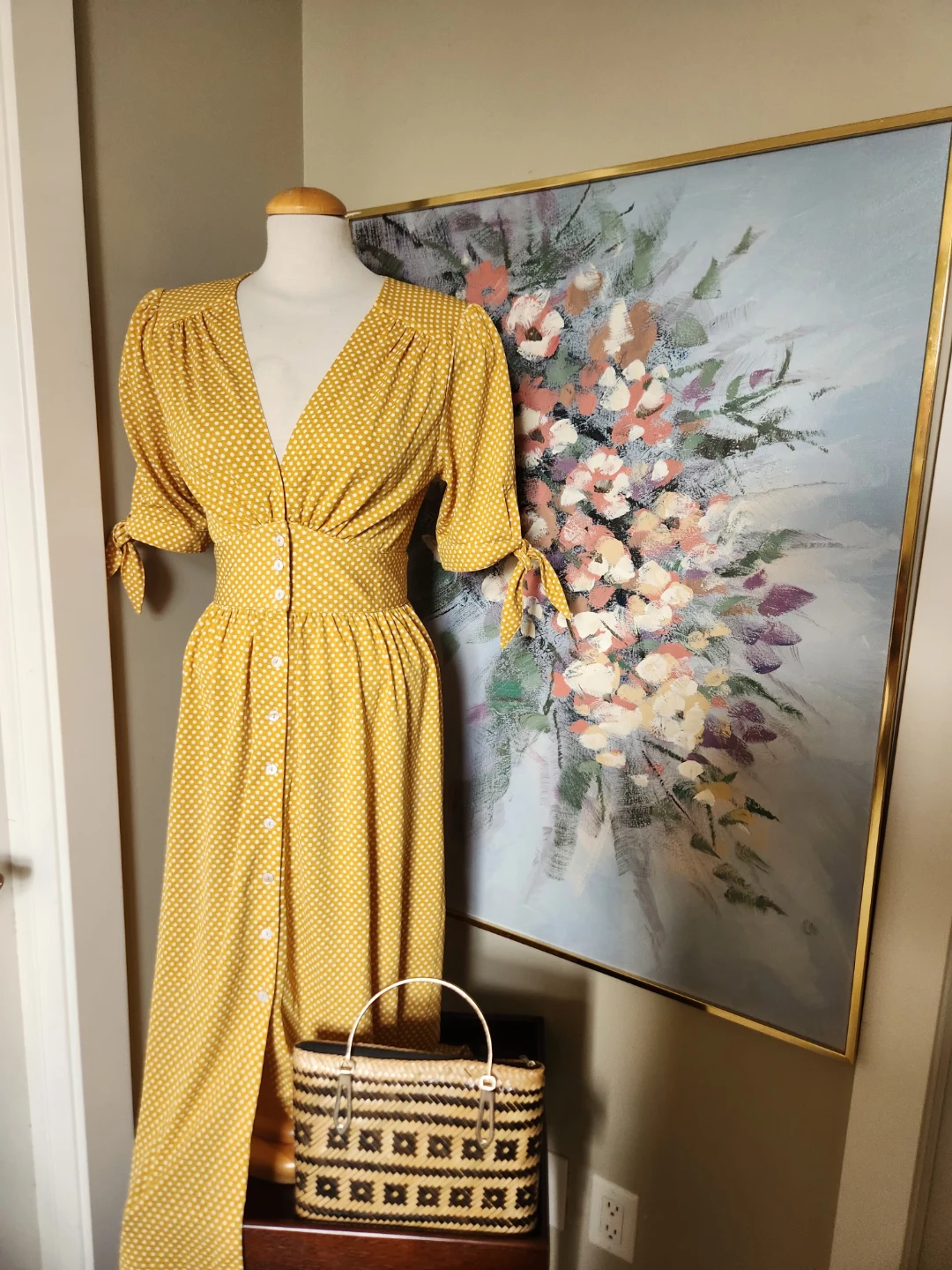 Yellow Polka Dot Midi Dress, Spencer & shaw brand XL