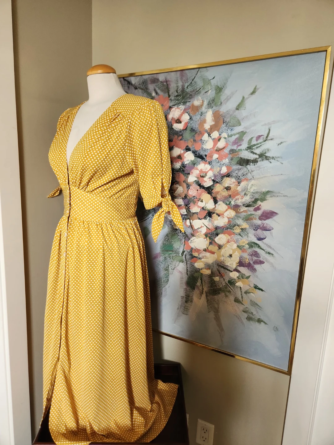 Yellow Polka Dot Midi Dress, Spencer & shaw brand XL - photo 3
