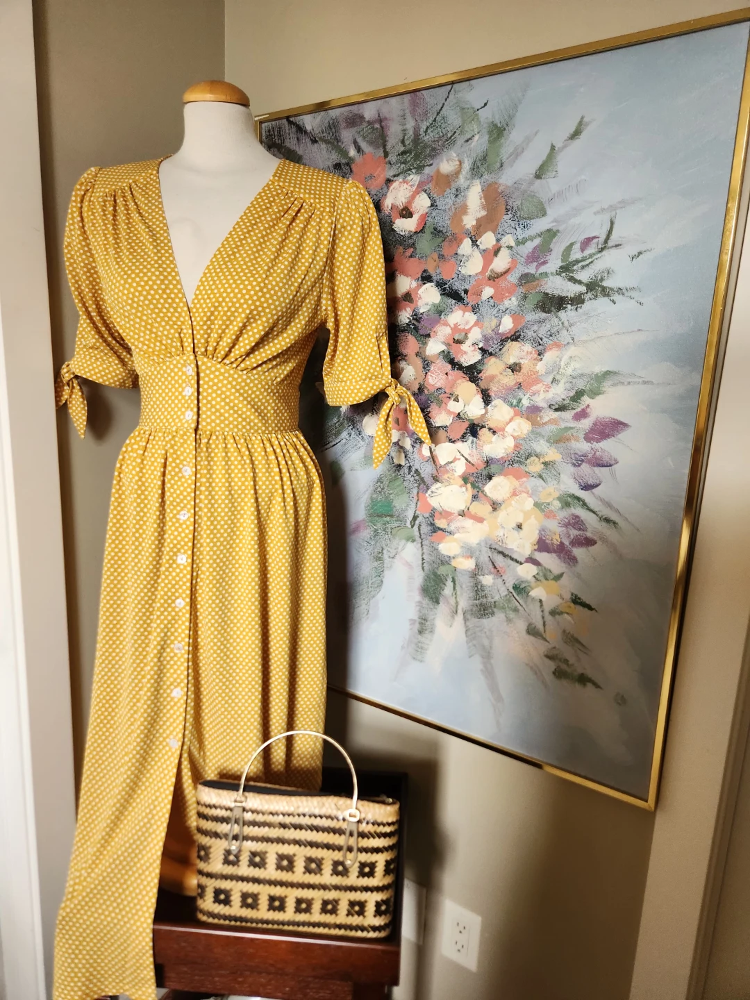 Yellow Polka Dot Midi Dress, Spencer & shaw brand XL - photo 4