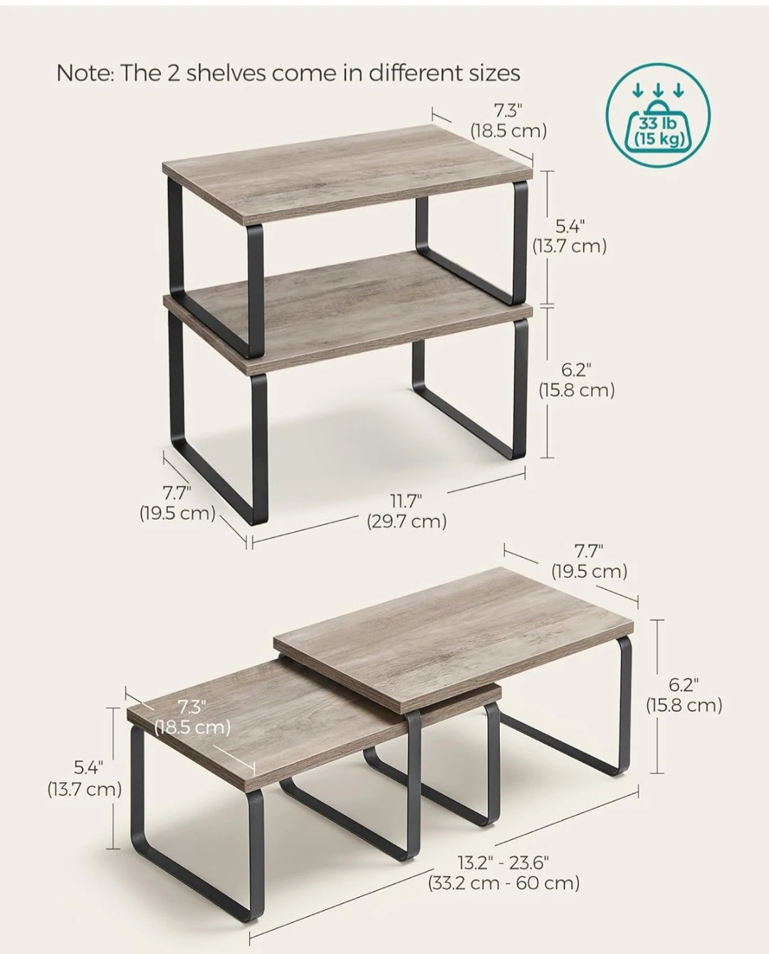 Set of 2 Stackable Storage Shelves - photo 2