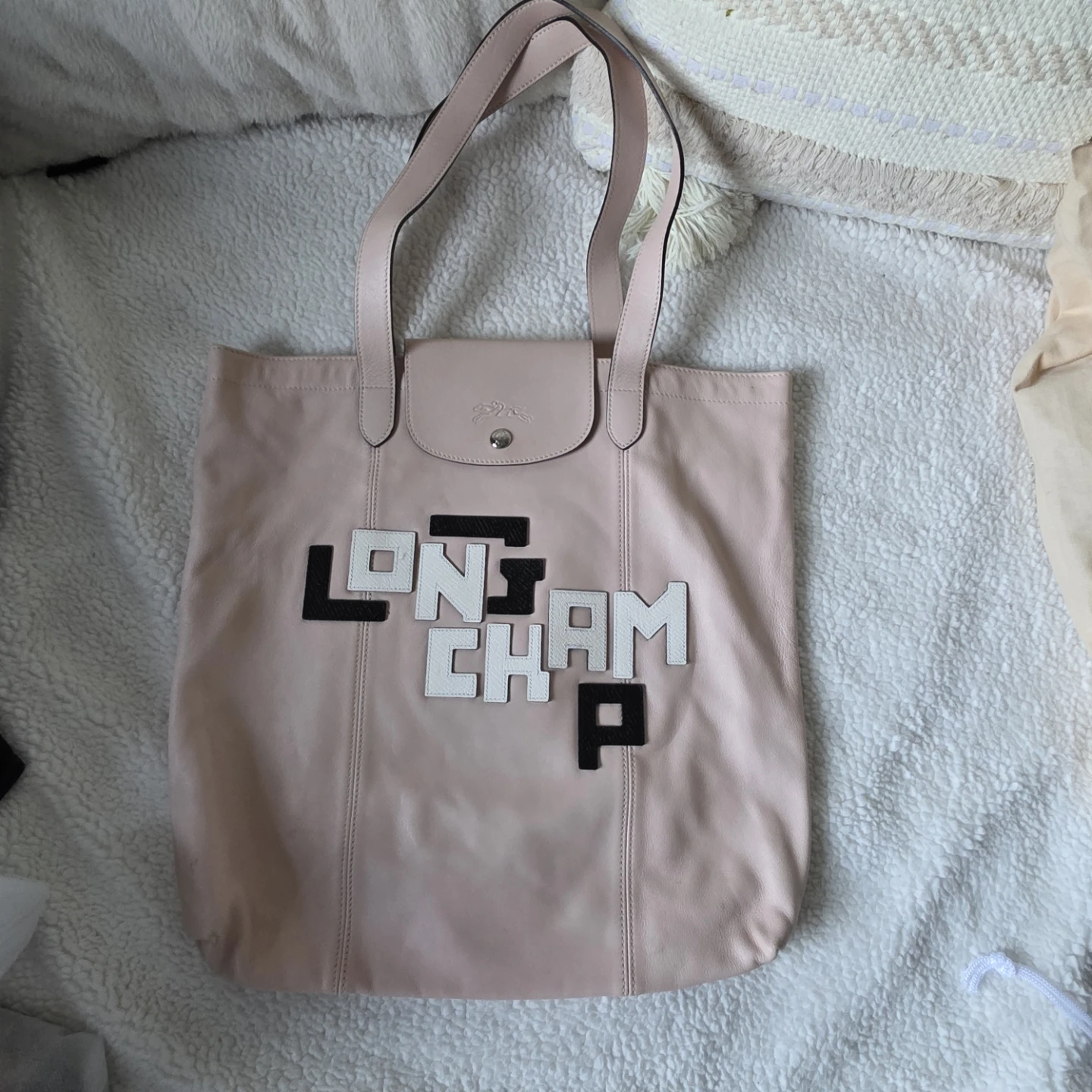 Longchamp Pink Leather Tote Bag