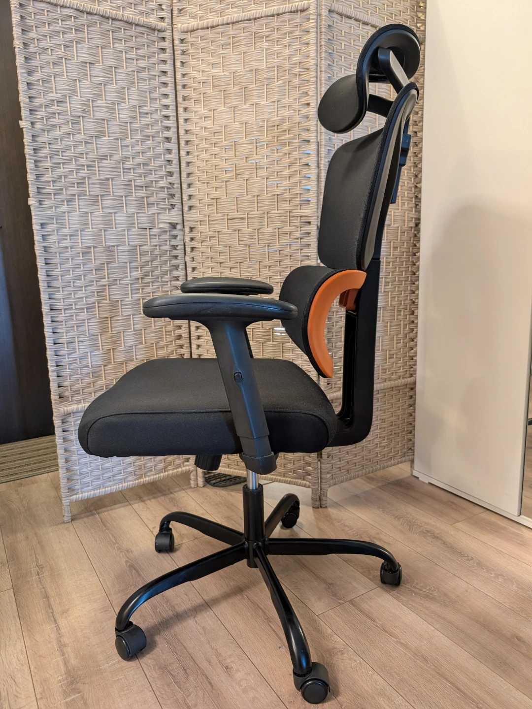 Ergonomic Office Chair with Headrest and Orange Accents - photo 2