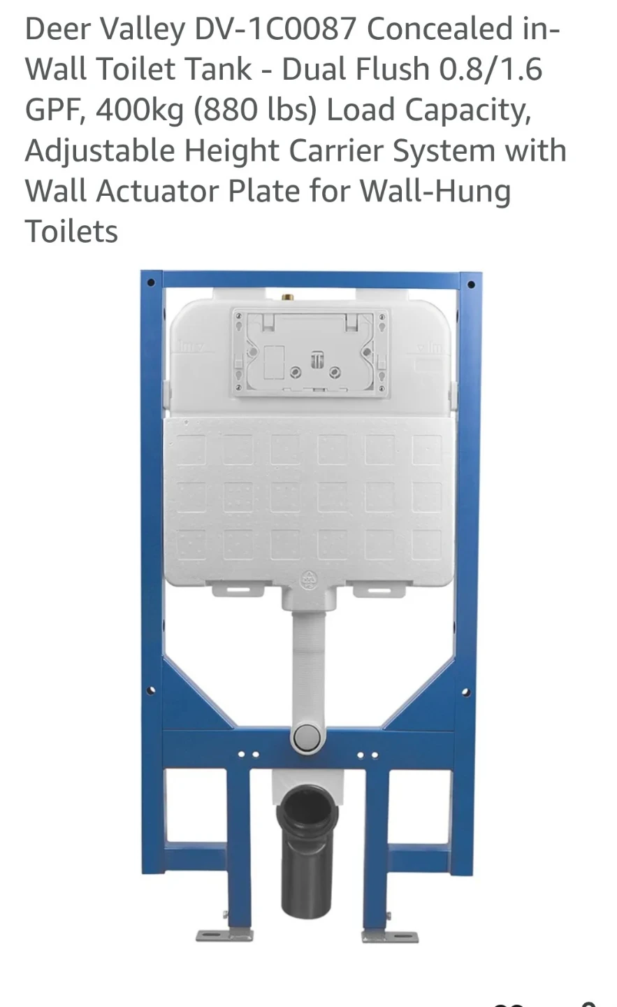 Deer Valley DV-1C0087 Concealed In-Wall Toilet Tank - photo 4
