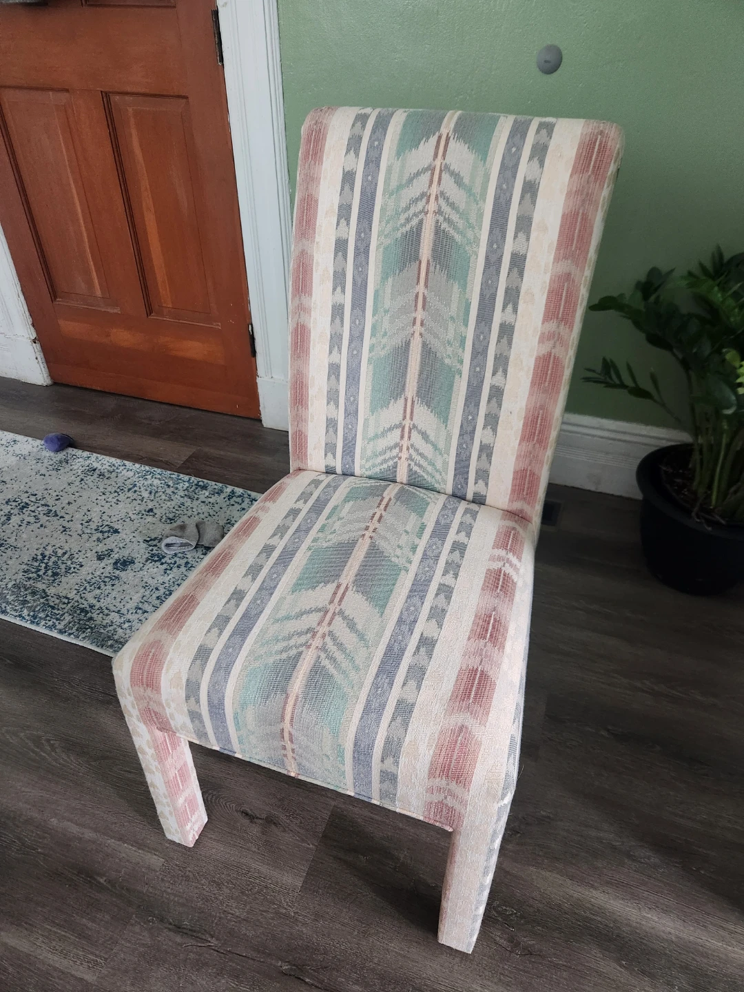 Striped Upholstered Dining Chair - photo 5