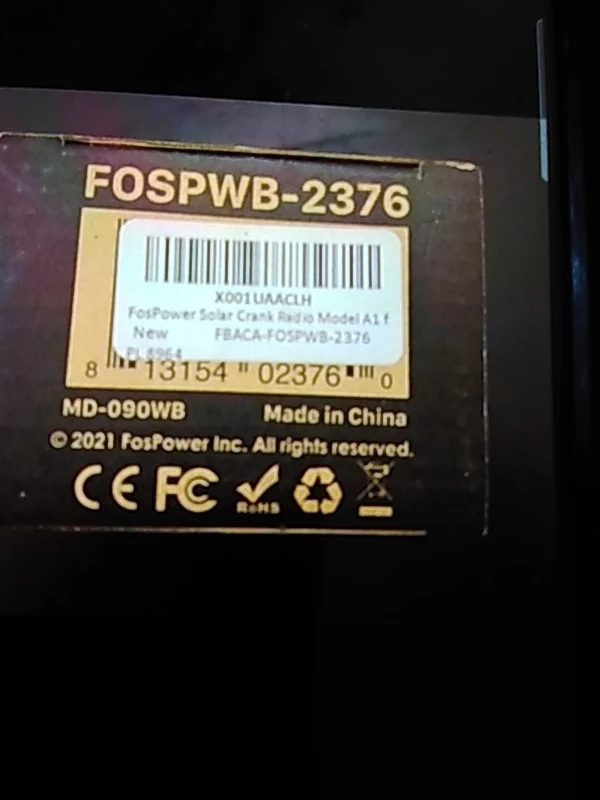 New FosPower Emergency Weather Radio with Solar Crank - photo 2