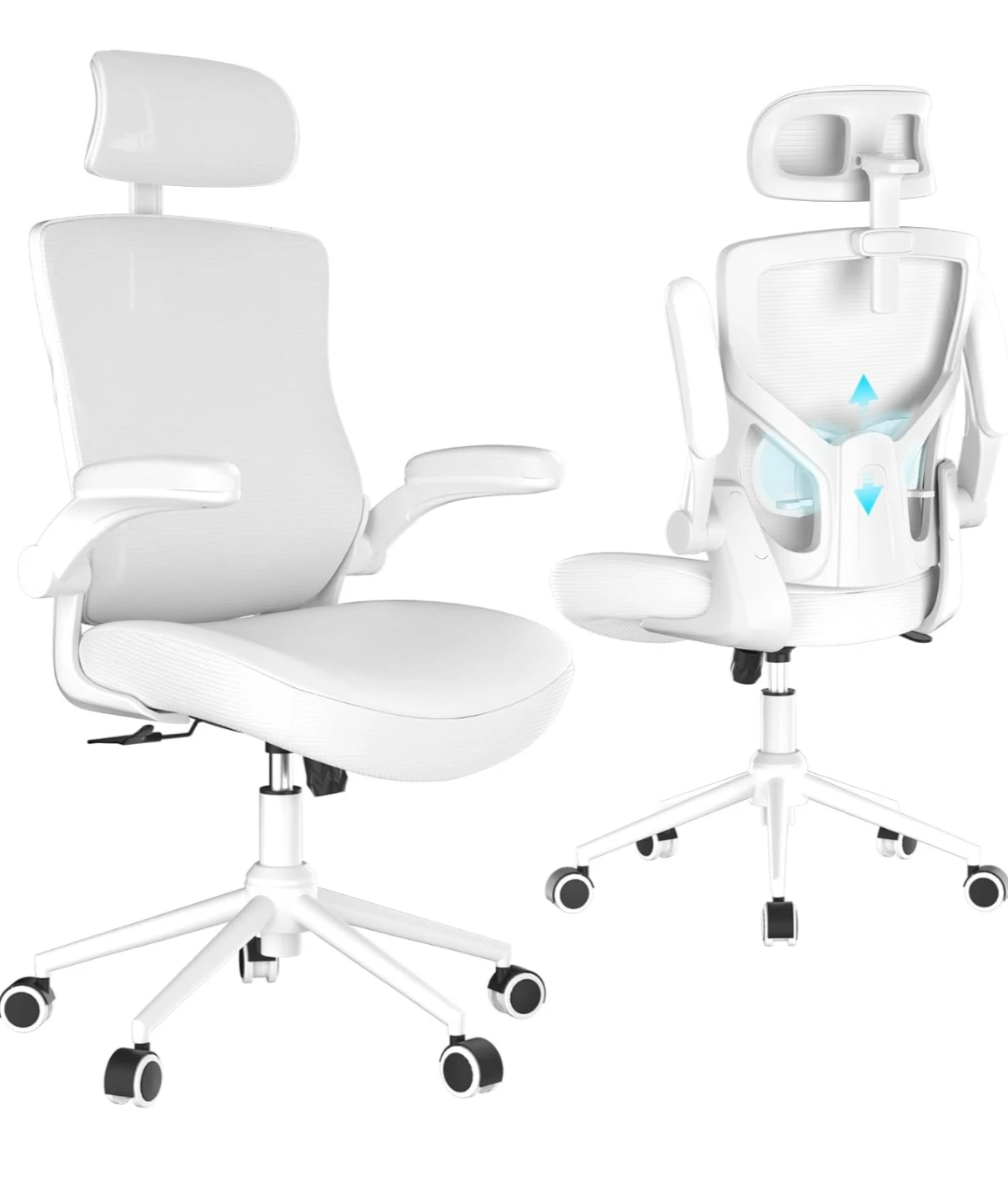 White Ergonomic Office Chair with Adjustable Lumbar Support - photo 4