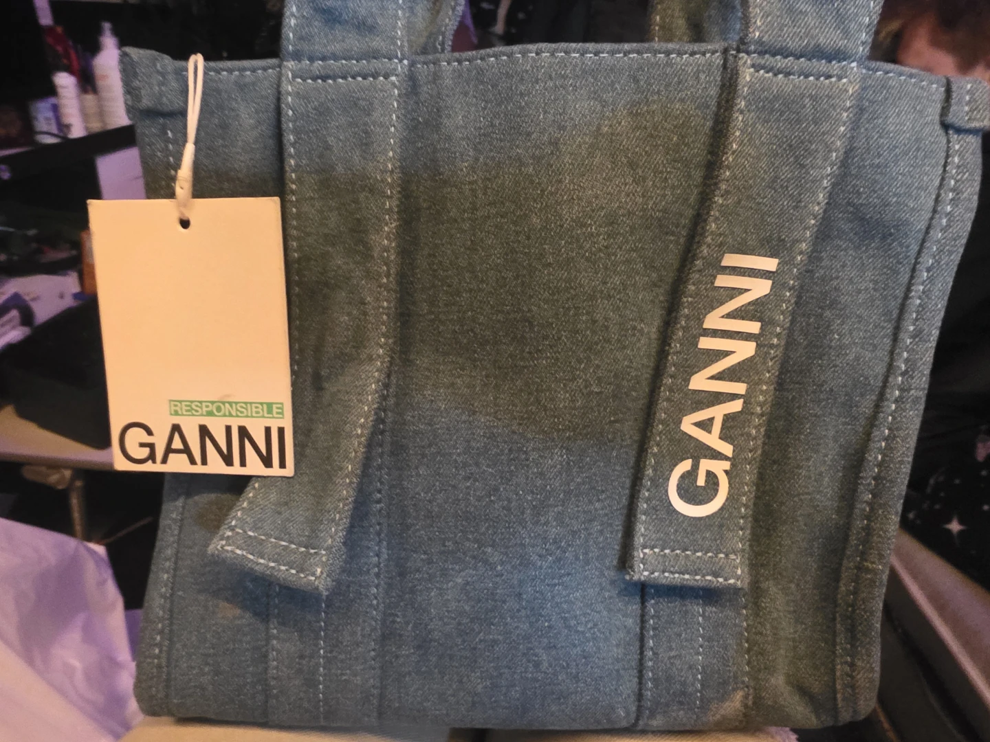 Ganni Tote Bag - Blue Denim