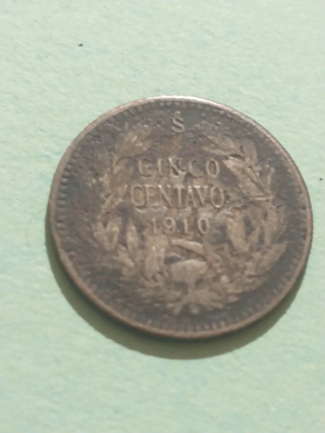 1910 Chile 5 centavos .400 silver coin KM #155.2