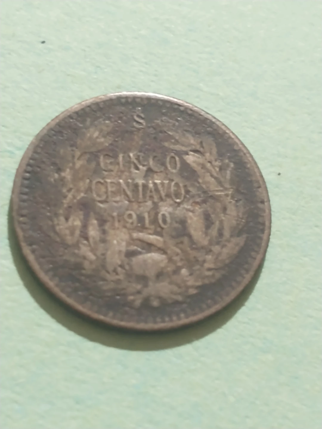 1910 Chile 5 centavos .400 silver coin KM #155.2 - photo 2