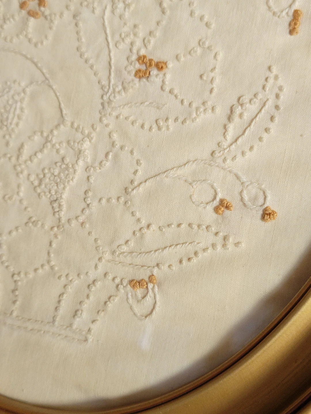 Vintage Oval Picture Frame with Floral Embroidery. Art - photo 3