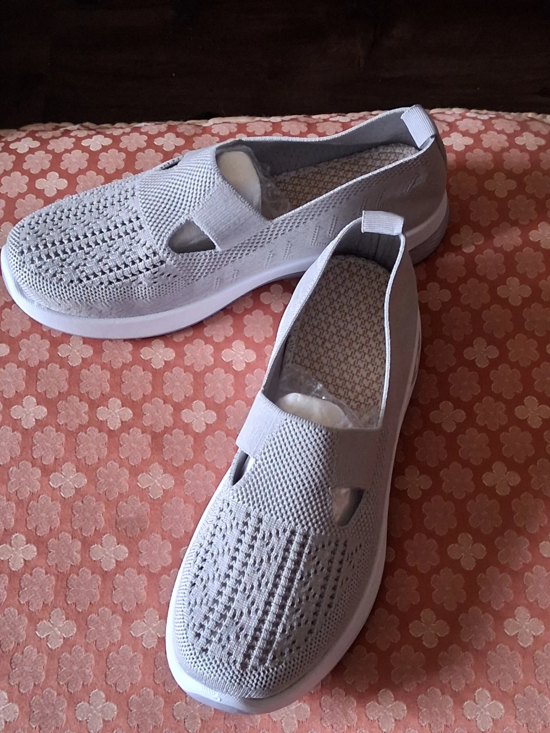 Women's Grey Slip-On Knit Sneakers