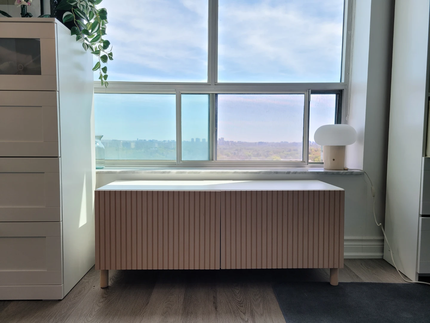 IKEA BESTA TV Bench - White/Birch Veneer