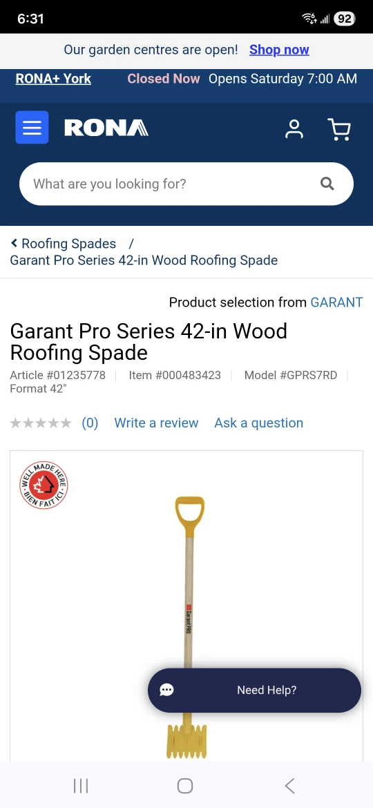 Garant Pro Series 42-in Wood Roofing Spade