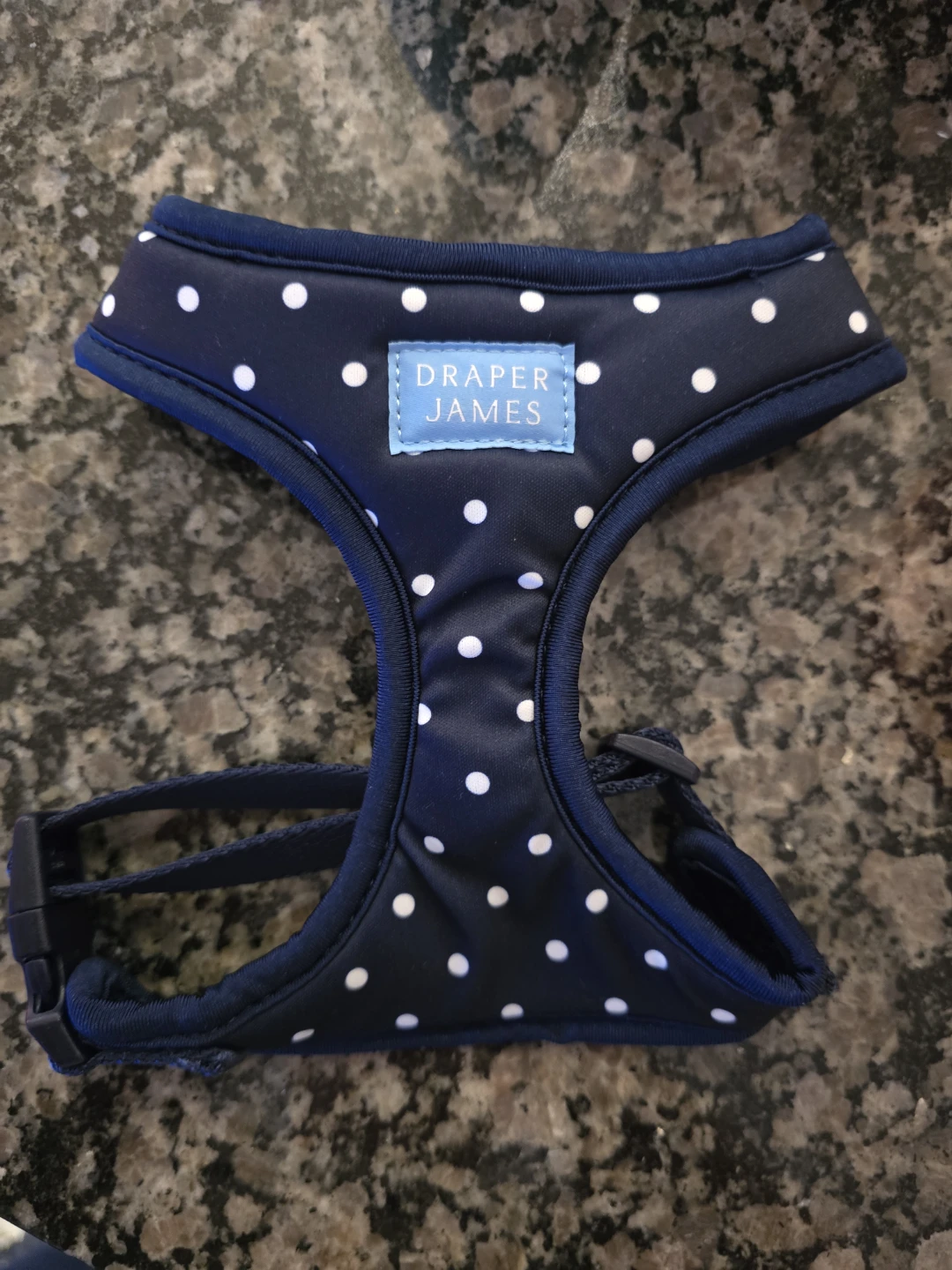 Draper James Navy Polka Dot Dog Harness XS/TP