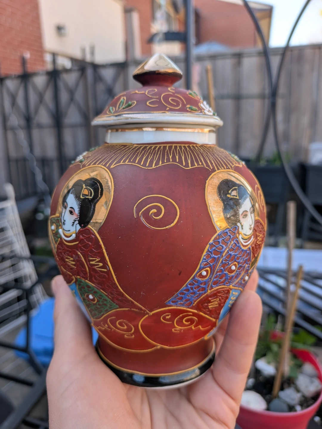 Vintage Decorative Ginger Jar with Geisha Design - photo 2