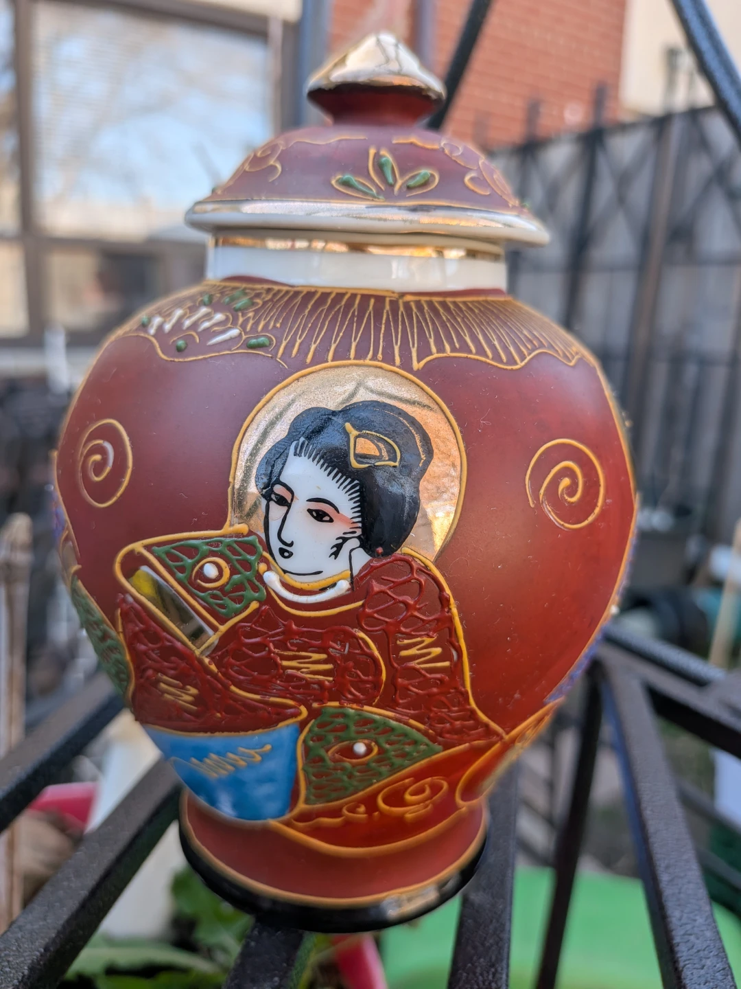 Vintage Decorative Ginger Jar with Geisha Design - photo 4