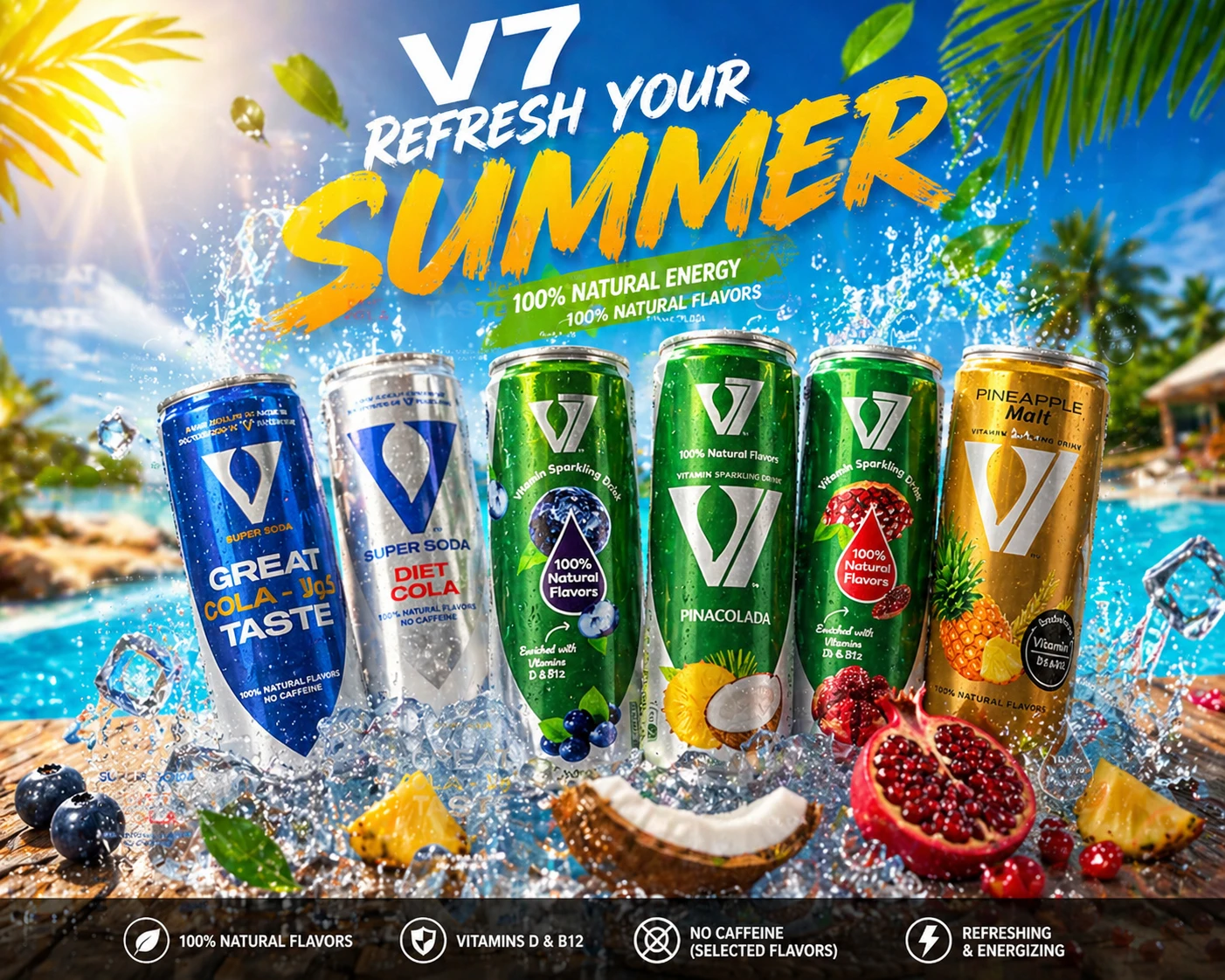V7 Sparkling Drink Box of 24, 250ml