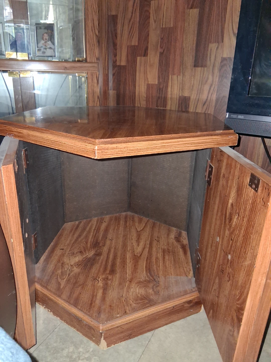 Vintage Hexagonal Side Table with Drawer Pulls - photo 2