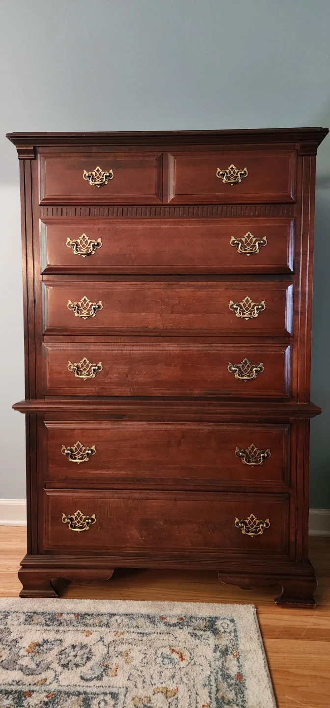 Stanley Furniture Cherry Wood Tall Dresser / Chest of Drawers
