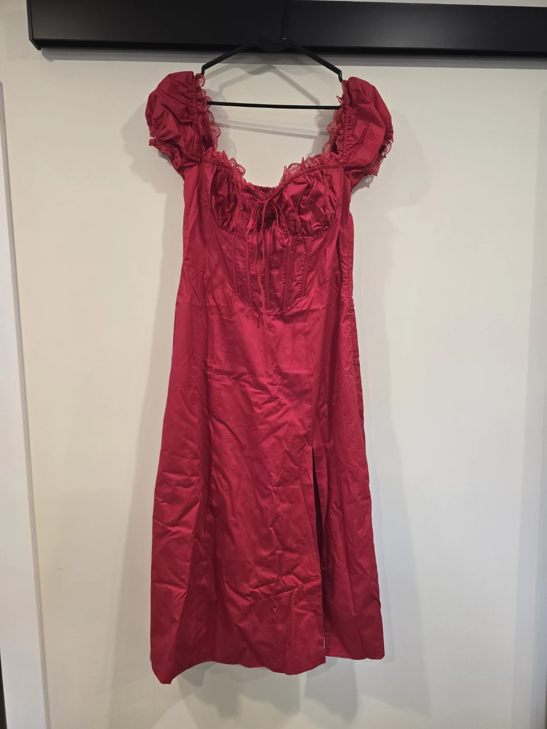 Red Satin Milkmaid Corset Dress