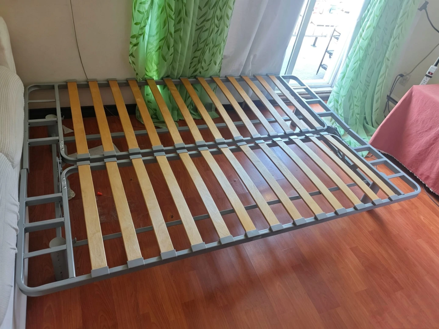 Metal Bed Frame with Wooden Slats