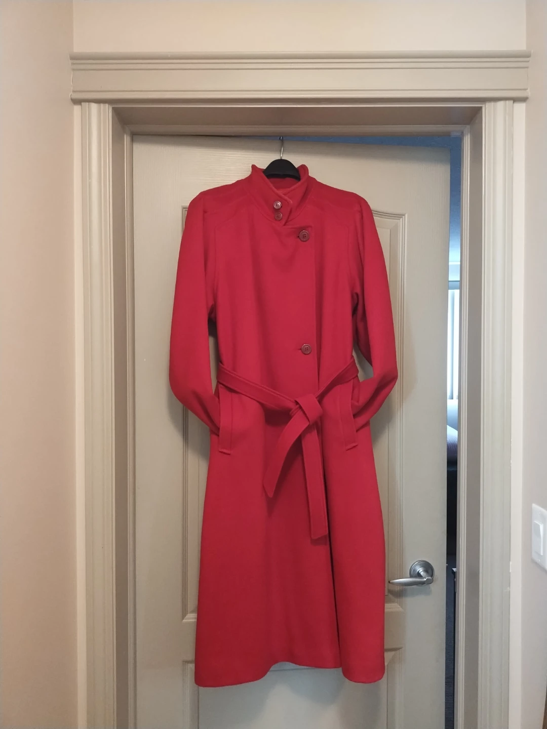 Sterling Stall Red Wool Blend Trench Coat