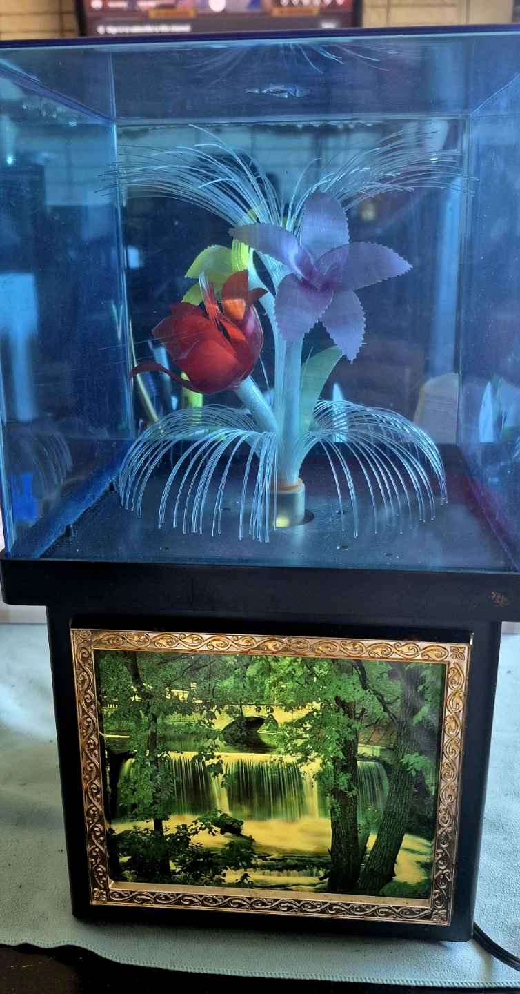 Decorative Light-Up Aquarium with Waterfall Scene