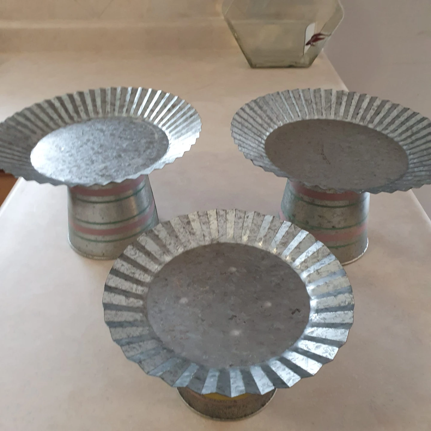 Set of 3 Galvanized Metal Cake Stands - photo 2