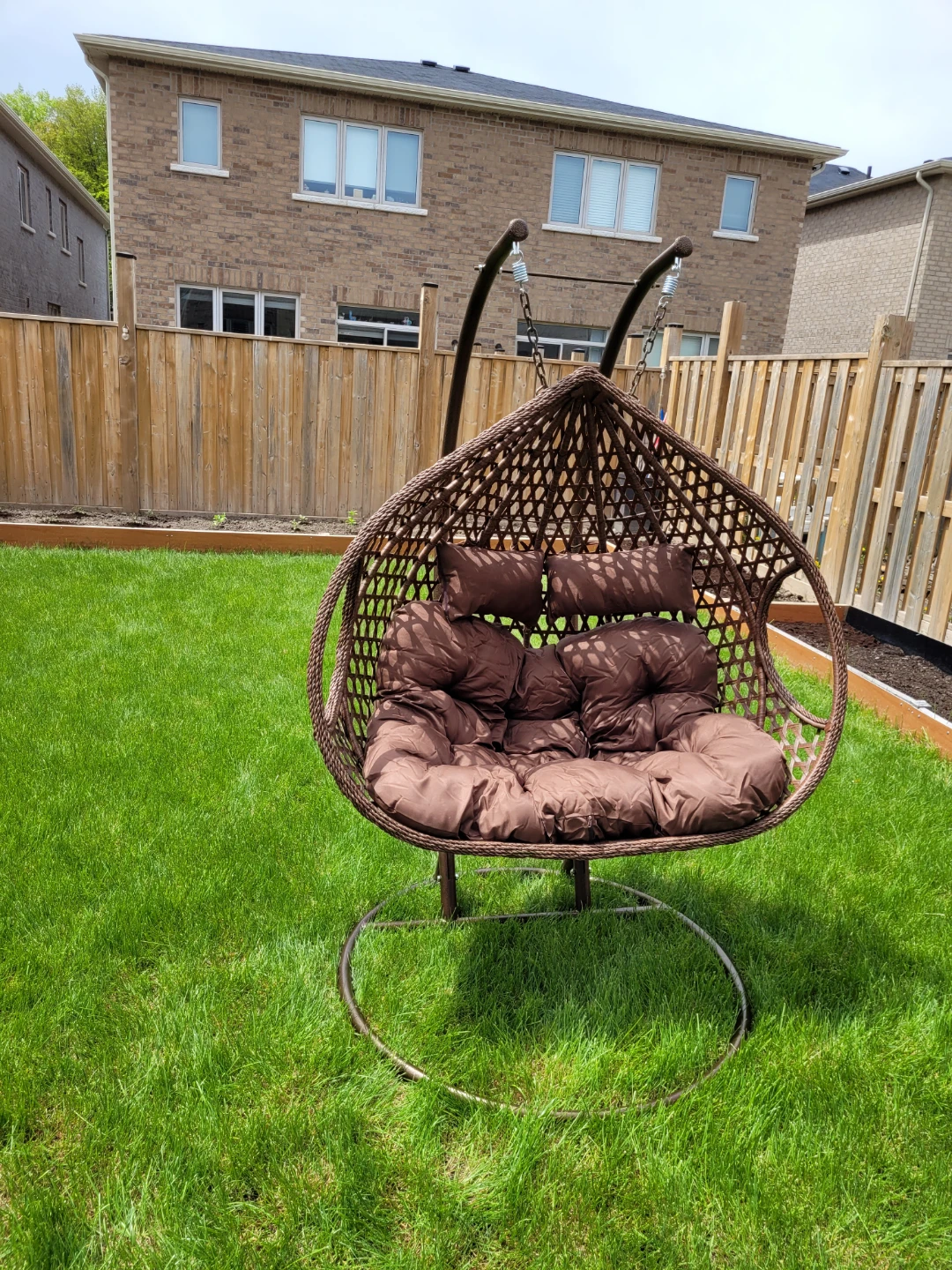 Brown extra large  Hanging Egg Chair with Cushions