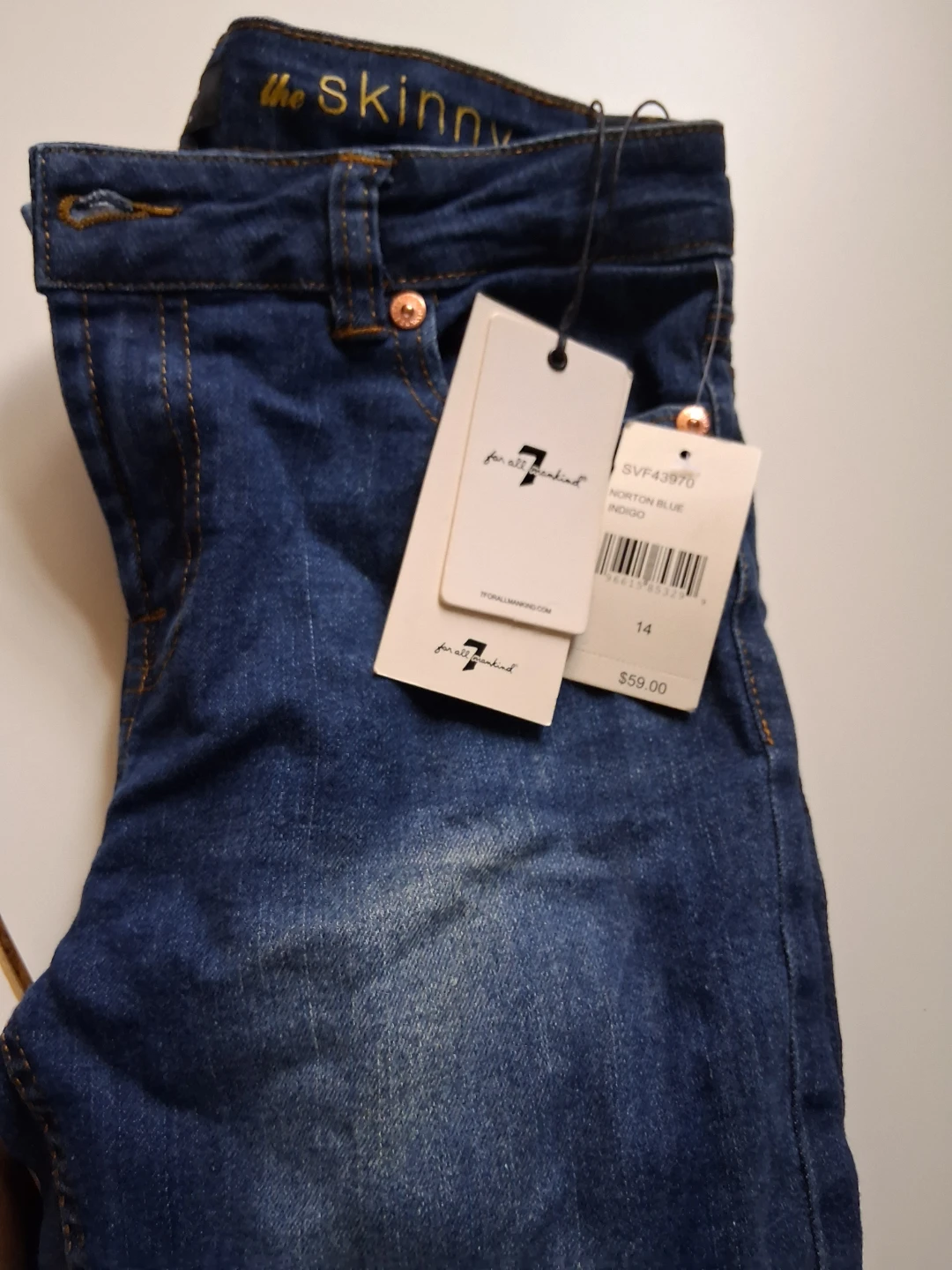 7 For All Mankind The Skinny Jeans NORTON BLUE INDIGO Size 14