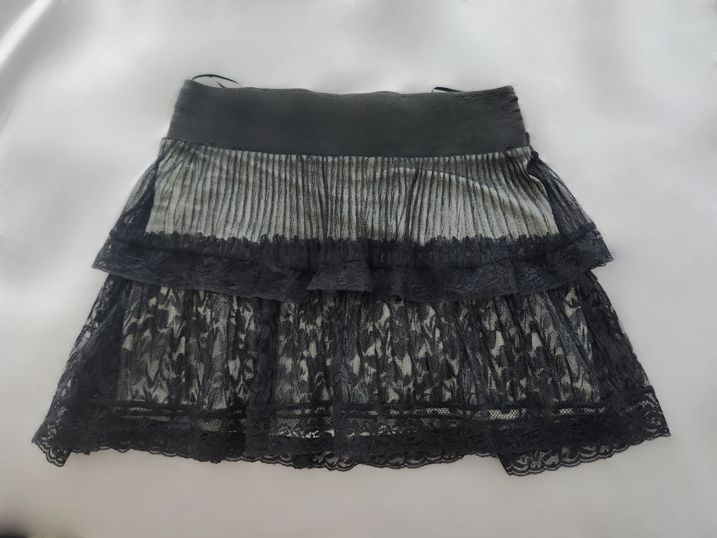 Mango Moments Black Lace Ruffle Skirt - Size M