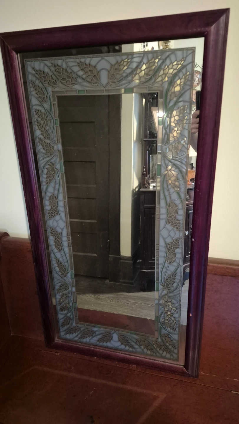 Decorative Mirror with Stained Glass Accents
