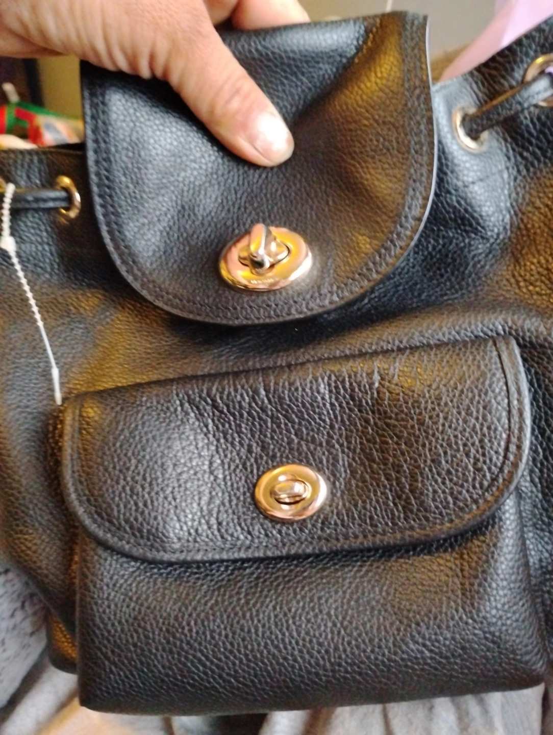 Coach Black Pebbled Leather Backpack Purse