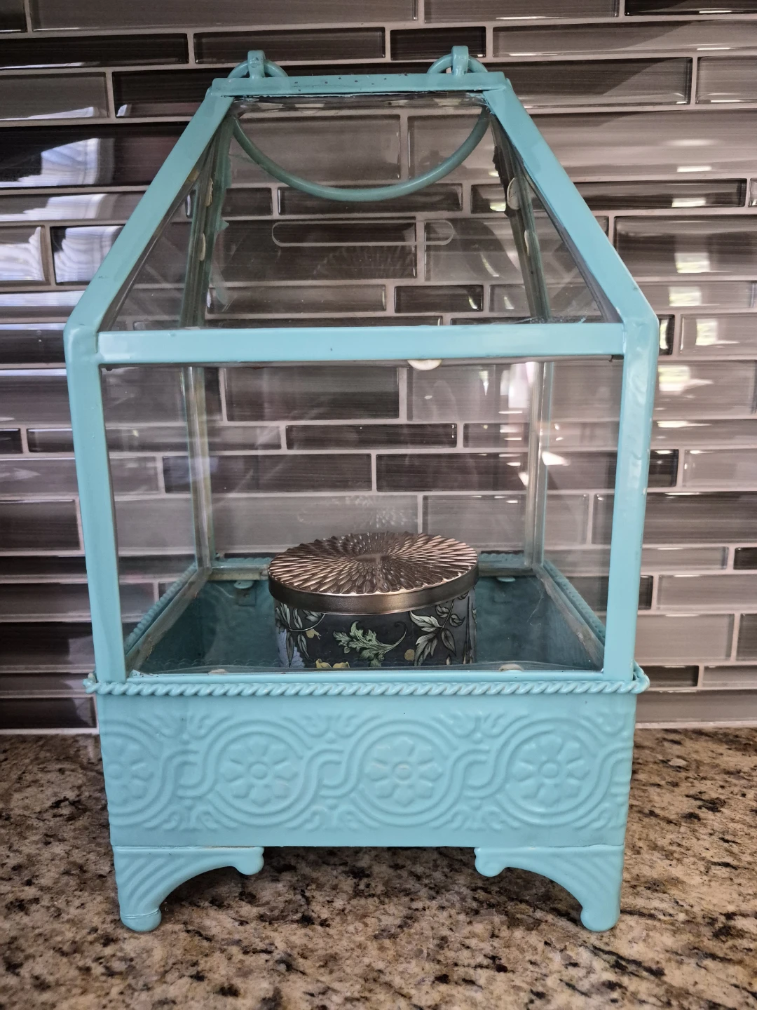 Turquoise Decorative Lantern with Candle - photo 3
