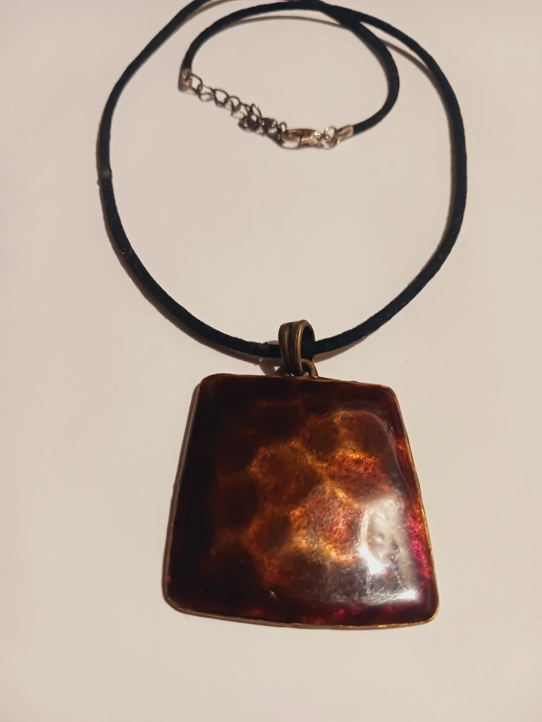 Brown Enameled  Square Pendant with  Necklace - photo 5