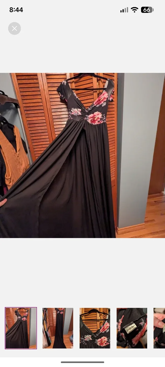 Design By C Women's Black Floral Maxi Dress