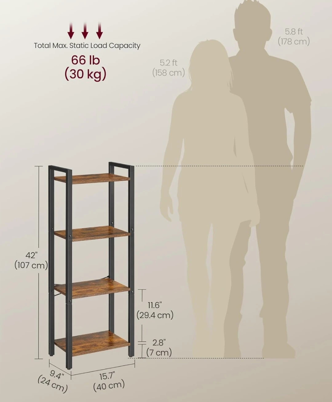 Vasagle 4-Tier Bookshelf - photo 3