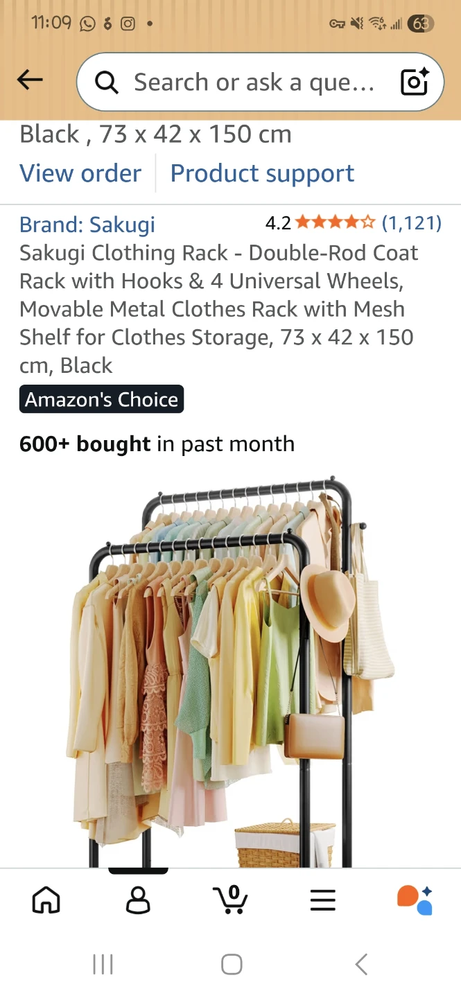 Sakugi Double-Rod Clothing Rack - Black - photo 4
