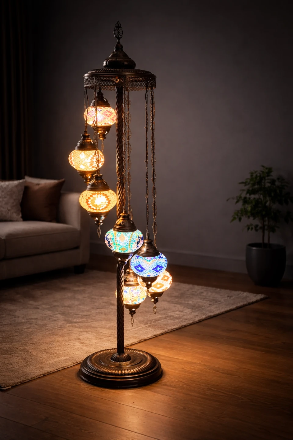 Mosaic Turkish Floor Lamp with 7 Globes - photo 2