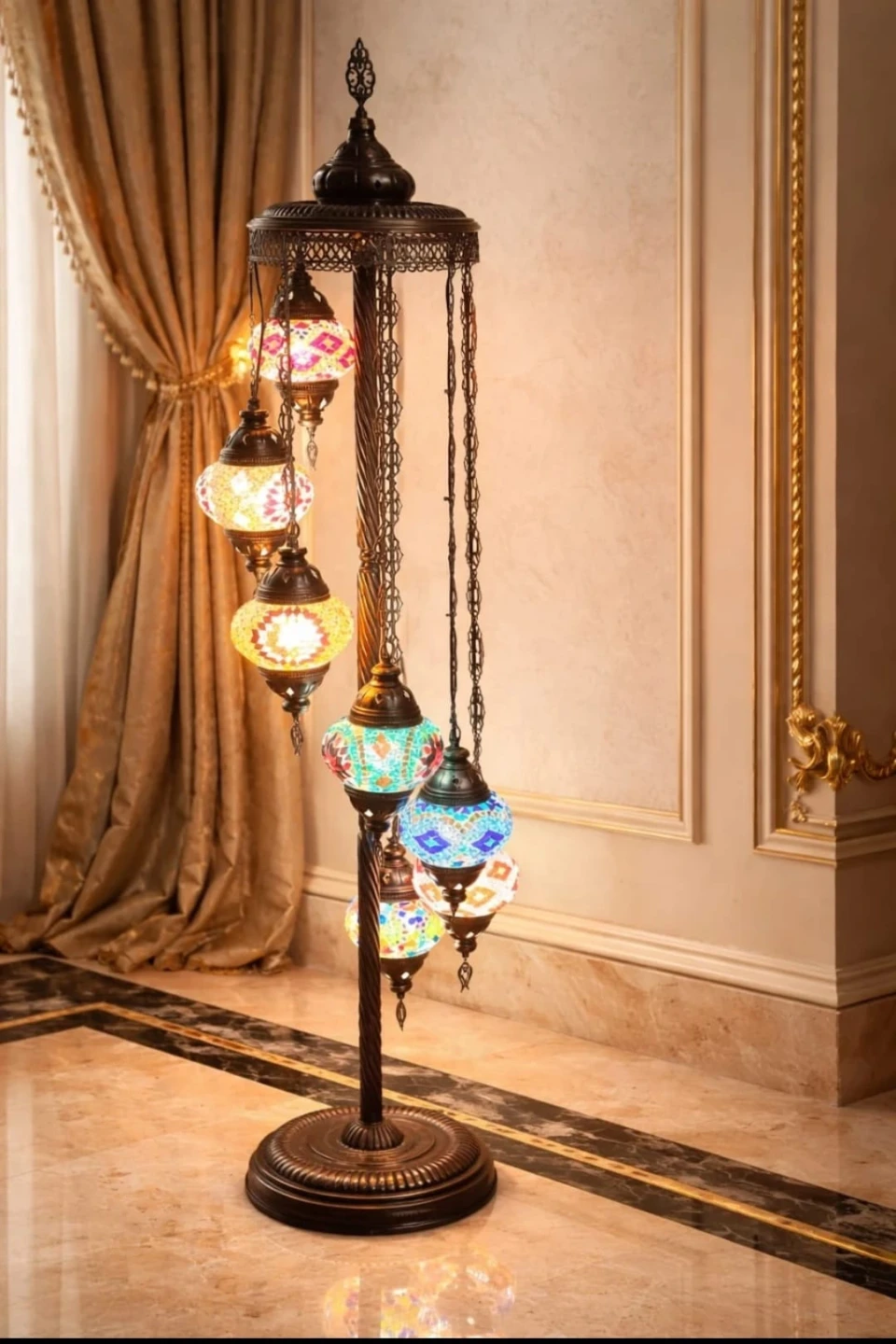 Mosaic Turkish Floor Lamp with 7 Globes - photo 3