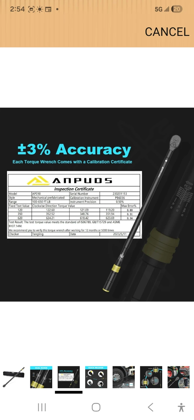 Anpuds 39" Torque Wrench with Case - photo 3