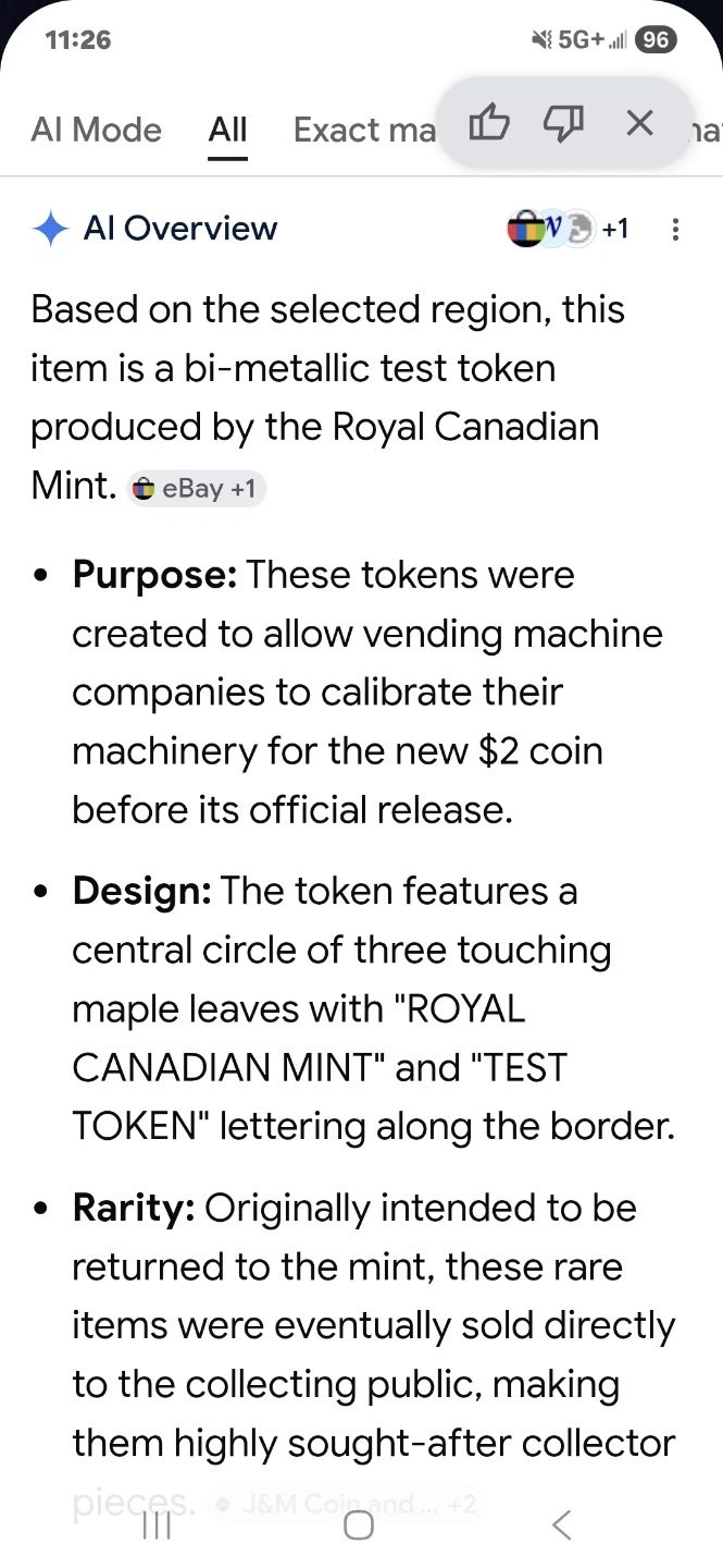 Royal Canadian Mint Bi-metallic Test Token