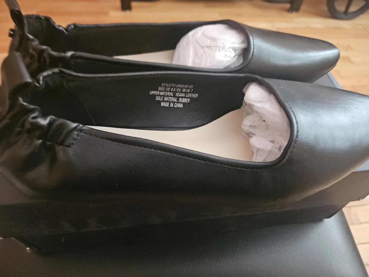 Black Vegan Leather Ballet Flats - Size 8.5 - photo 4