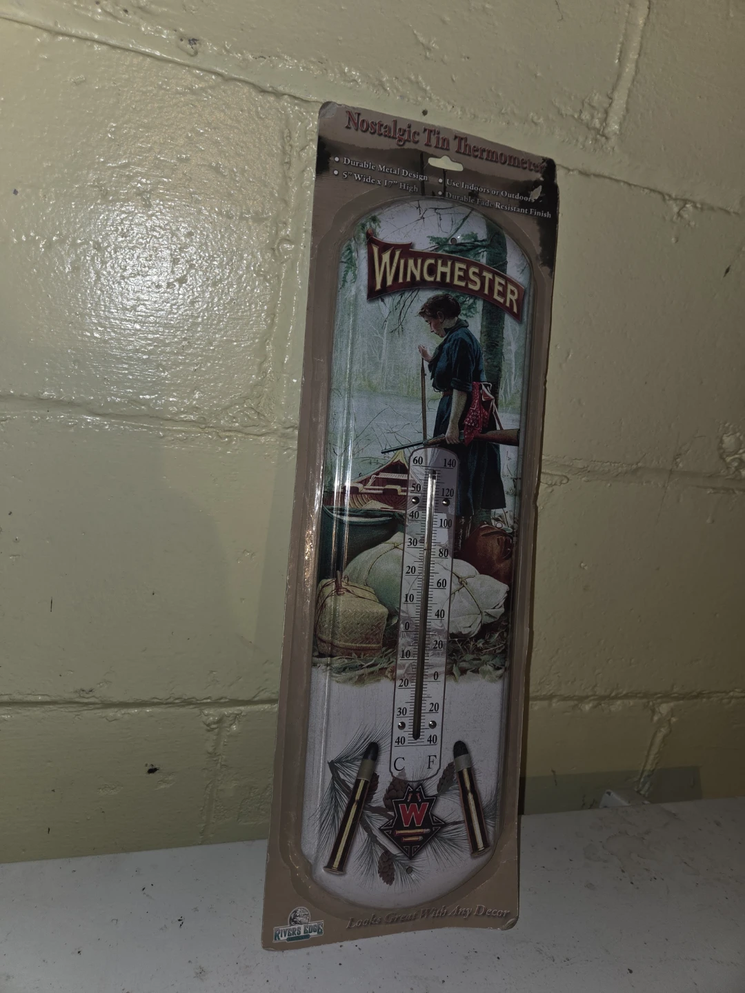 Winchester Nostalgic Tin Thermometer - 5" Wide x 17" High