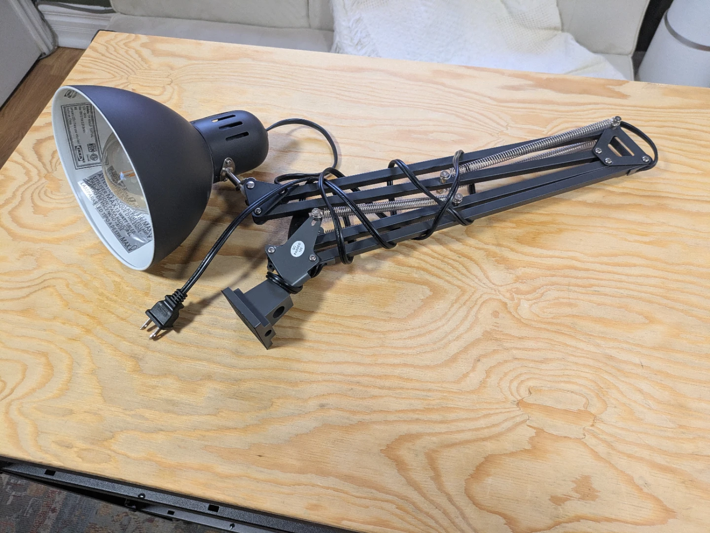 Black Adjustable Desk Lamp with Clamp