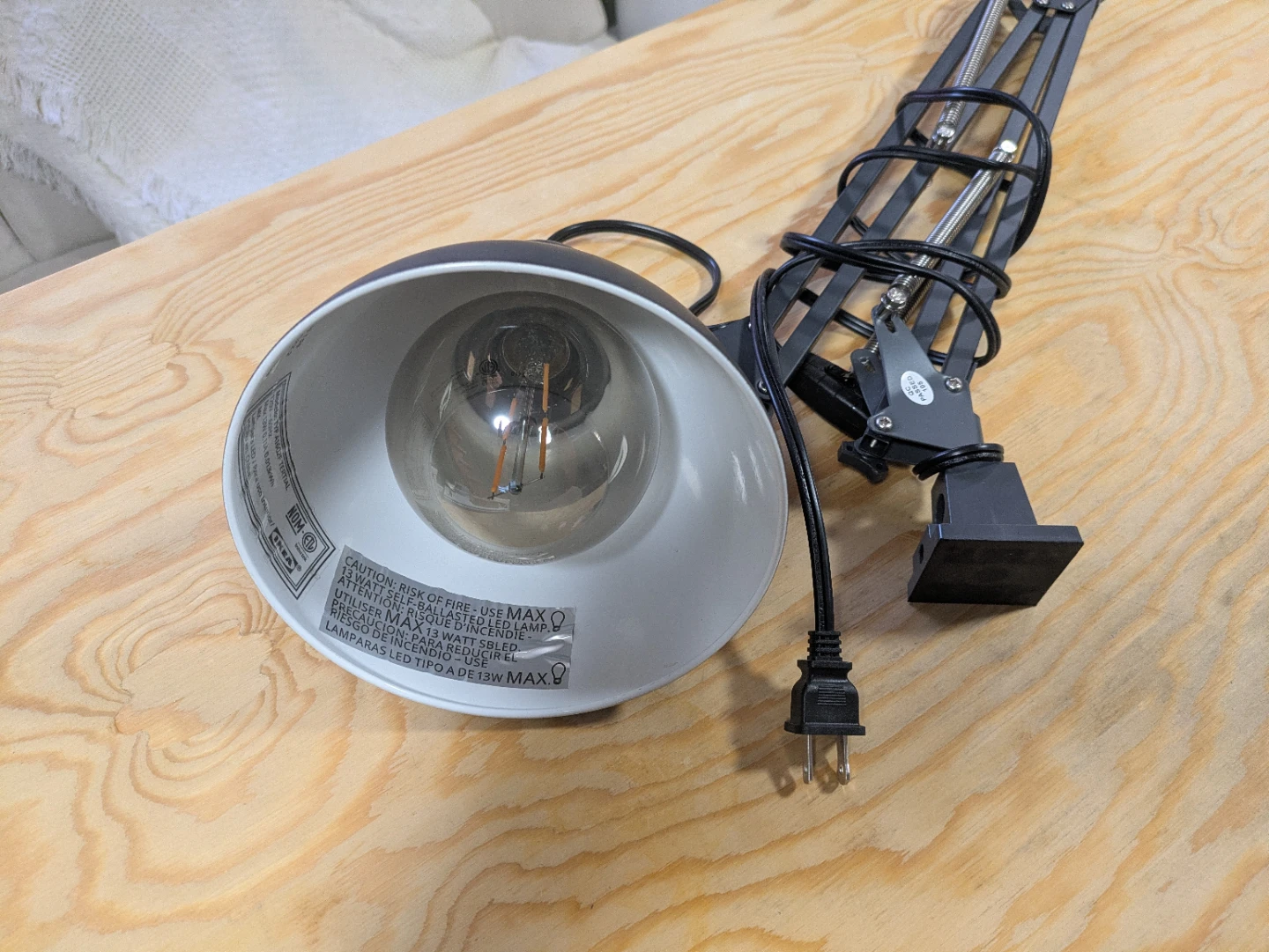 Black Adjustable Desk Lamp with Clamp - photo 2