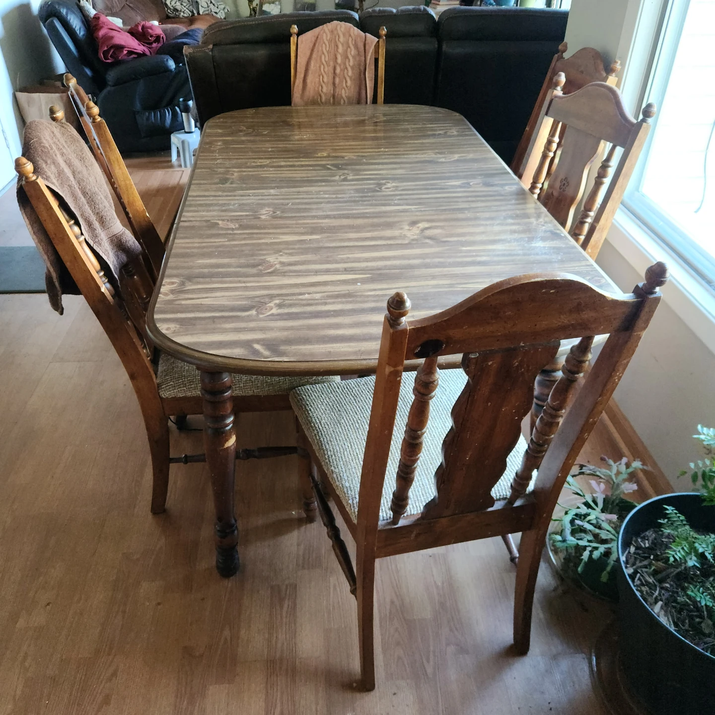 Wooden Dining Table with 6 Chairs