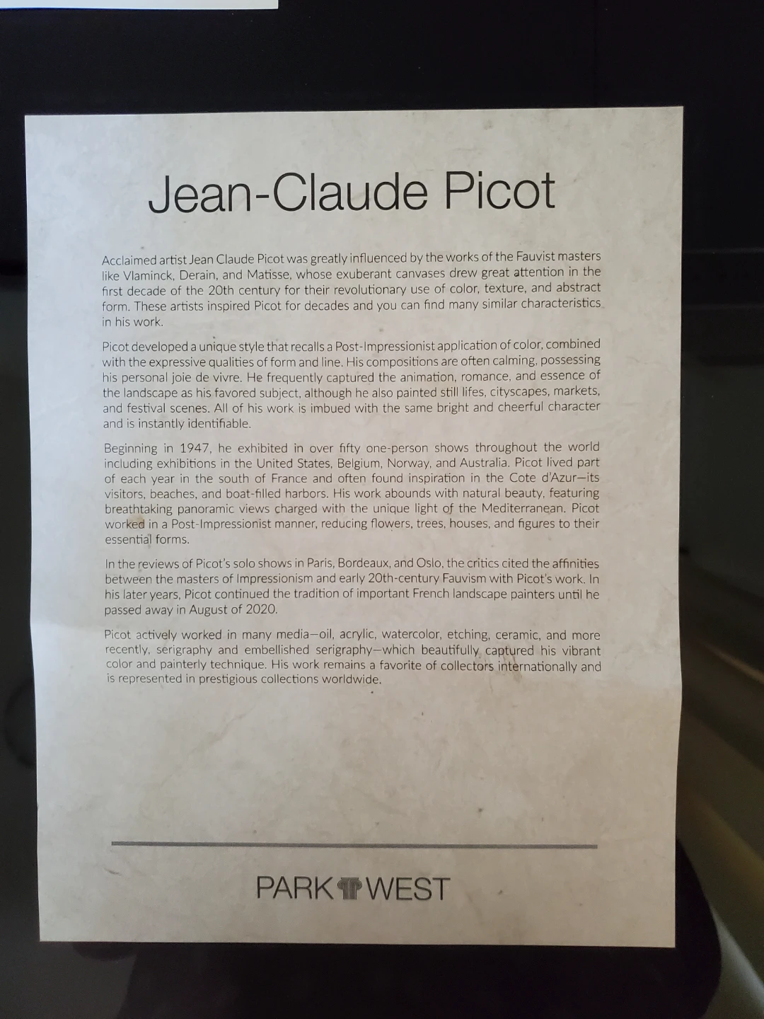 Jean-Claude Picot Paris Print - photo 2